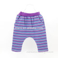 concise style 100% cotton extra soft cool purple and blue stripe crochet baby pants